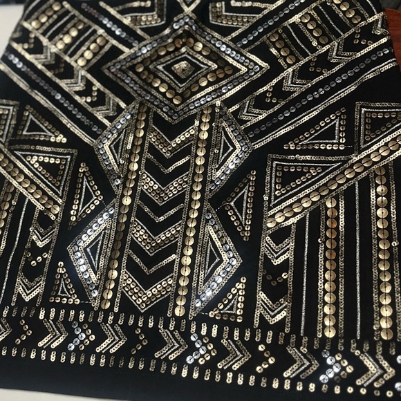 Express Art Deco 20s Style Black, Silver Gold Sequin Mini Skirt Sz S Women - Picture 2 of 9